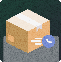A box with a clock and green background