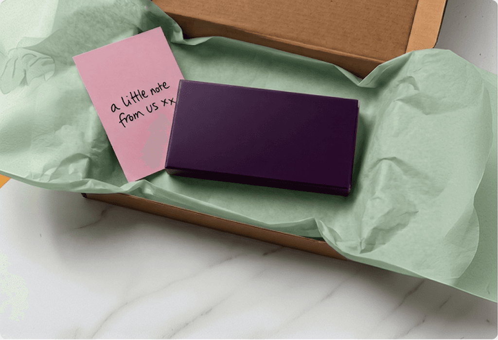 Discreet treatment box with a handwritten note